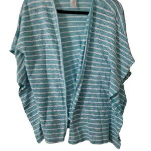Time And Tru Womens Striped Open-Front Kimono Cardigan Size L/G (12-14) Ultra Aq